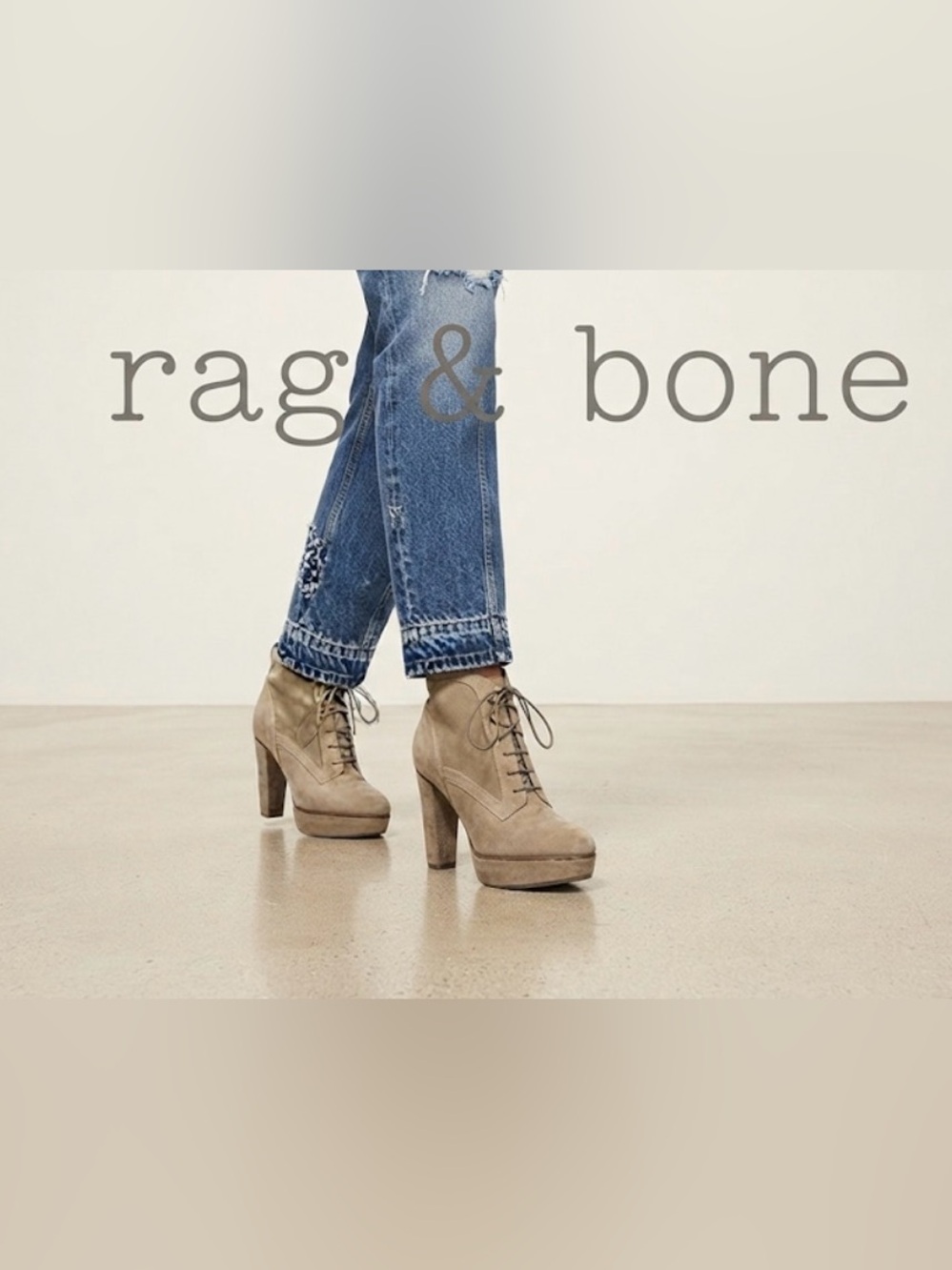 Authentic Rag & Bone designer suede leather lace up ankle boots sz 8
